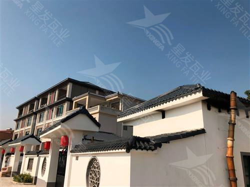 昆明仿古樹脂瓦一體屋檐裝飾塑料瓦片 古建筑門樓圍墻瓦中式門頭仿古瓦 星發牌定制